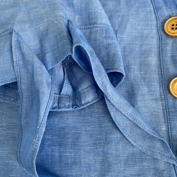 J. Mclaughlin Linen Blend Short Sleeve Shirt Blue Small - Picture 8 of 14